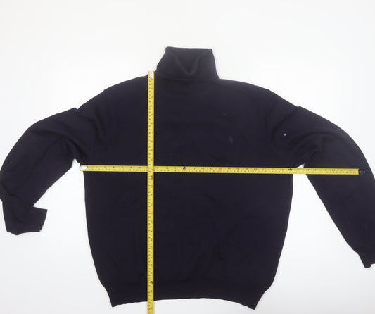Ralph Lauren Men's Blue Roll Neck Merino Wool Jumper 2XL