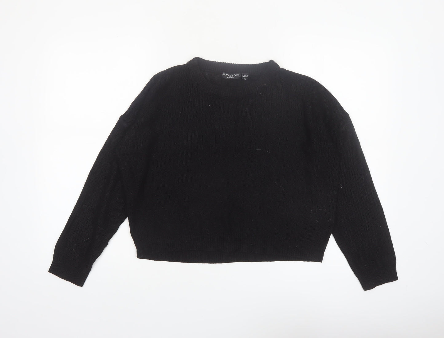 Brave Soul Women's Black Size 10 Crew Neck Long Sleeve Jumper