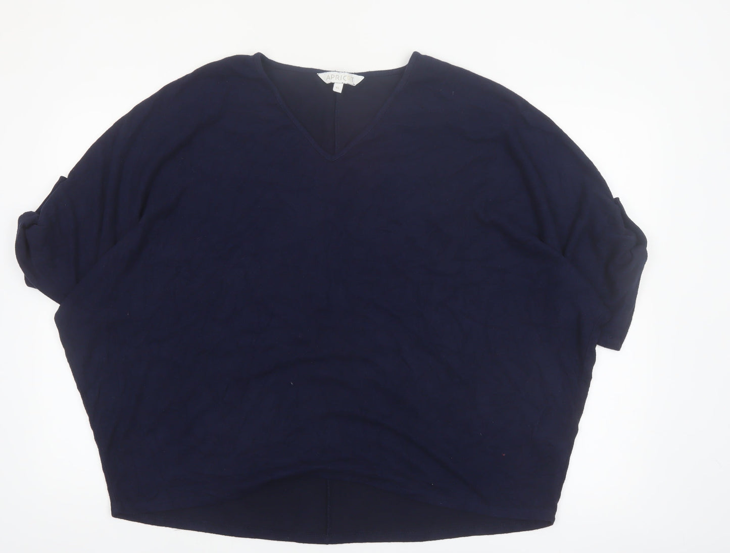 Apricot Women Blue V-Neck Relaxed Knit Pullover Jumper XL