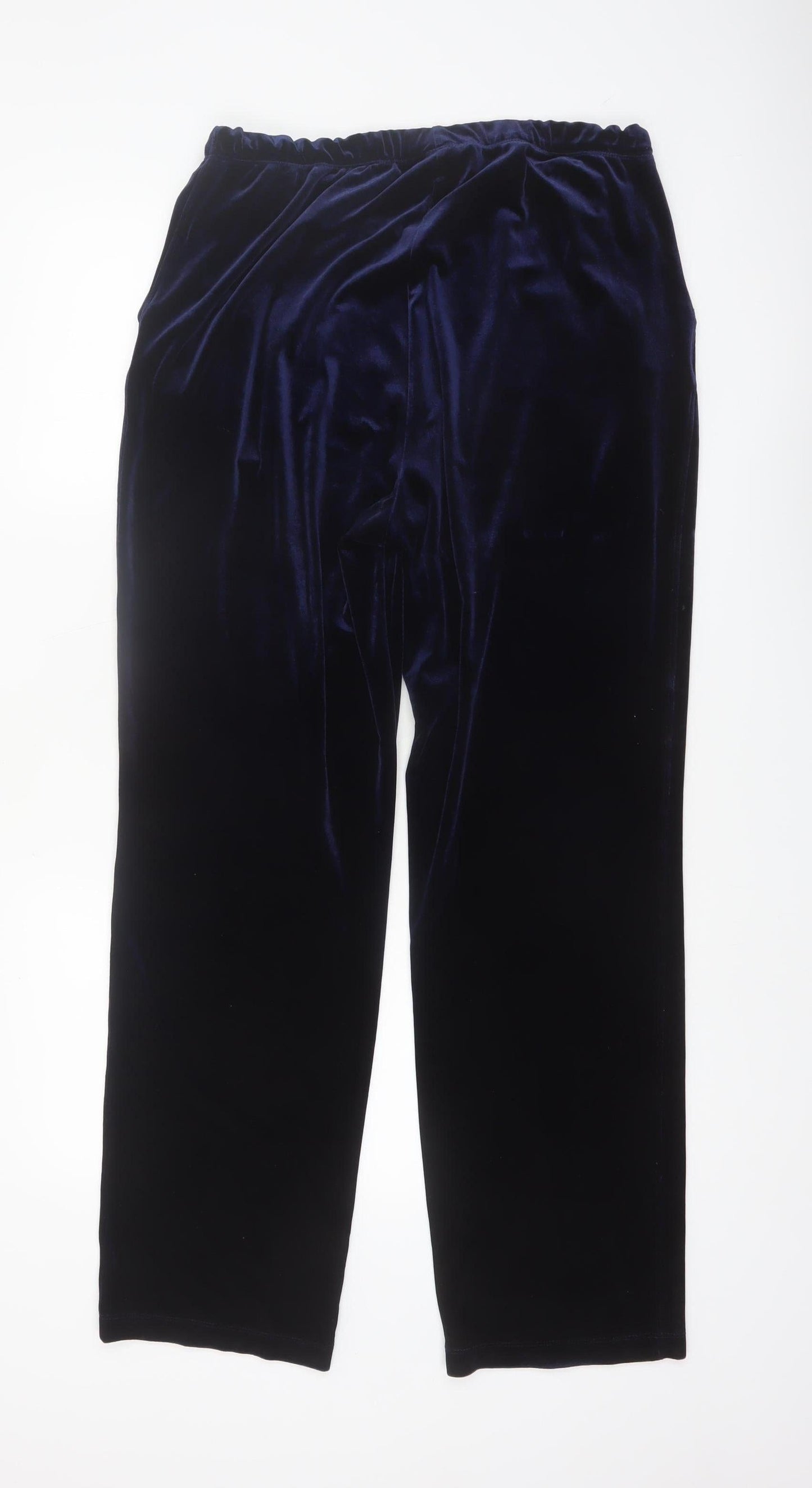 Lands' End Women's Blue Velvet Straight Trousers Size M