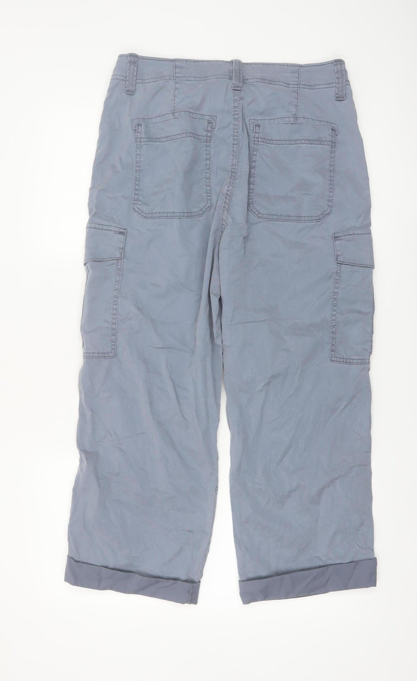 Marks and Spencer Womens Grey Cargo Trousers Size 12 Regular Lightweight