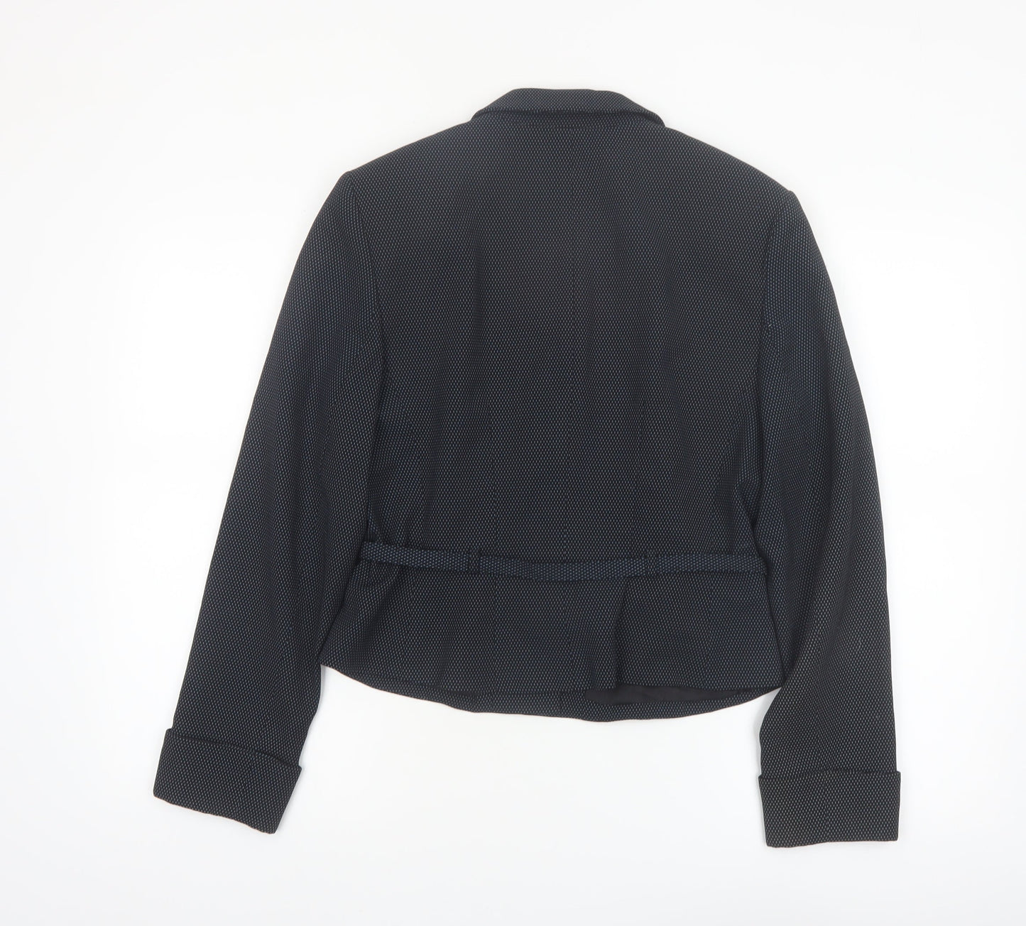 Barami Women's Black Size 10 Notch Lapel Belted Blazer Jacket