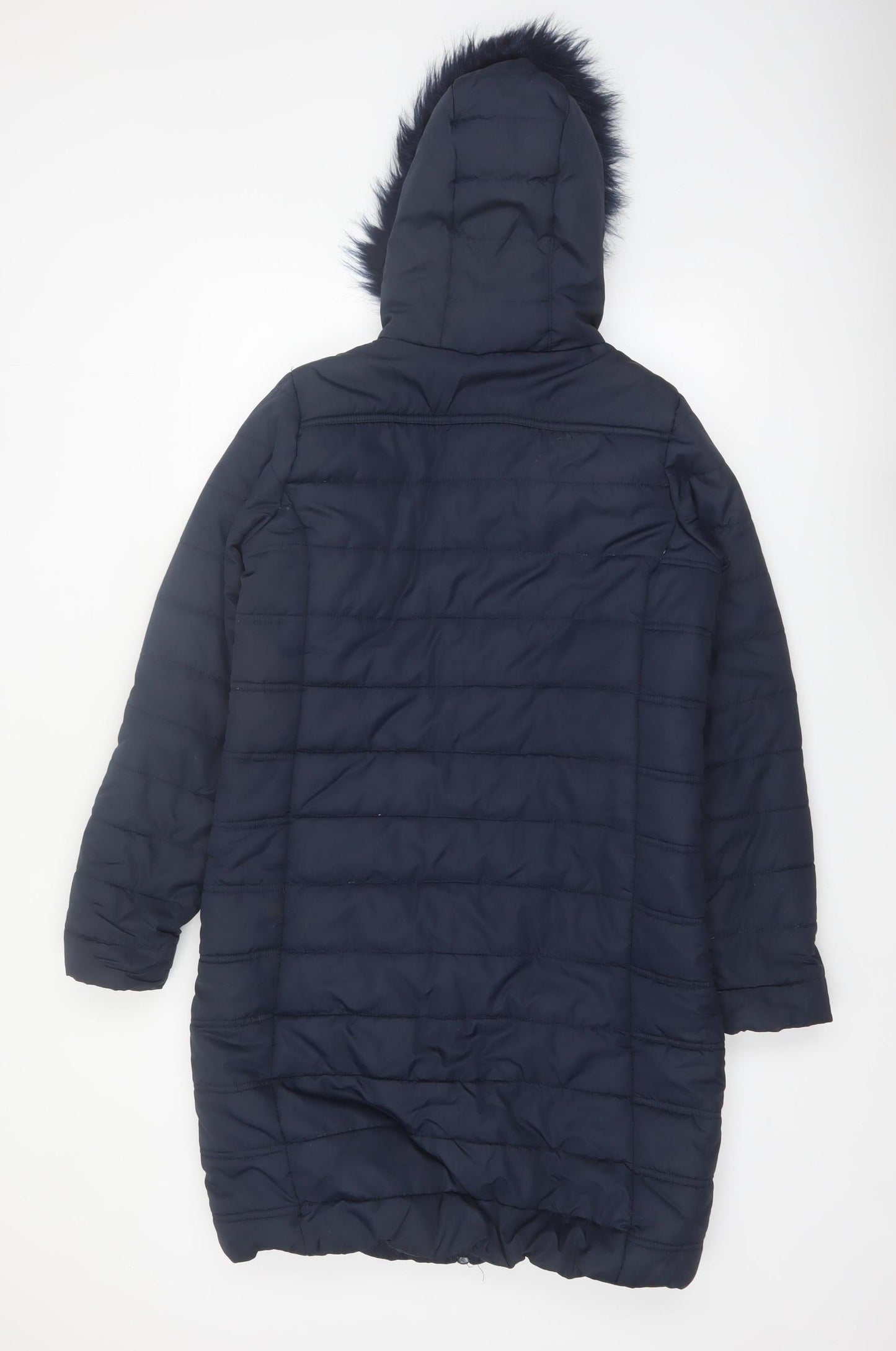 Regatta Women's Blue Long Puffer Coat Size 12 Hooded Winter Jacket