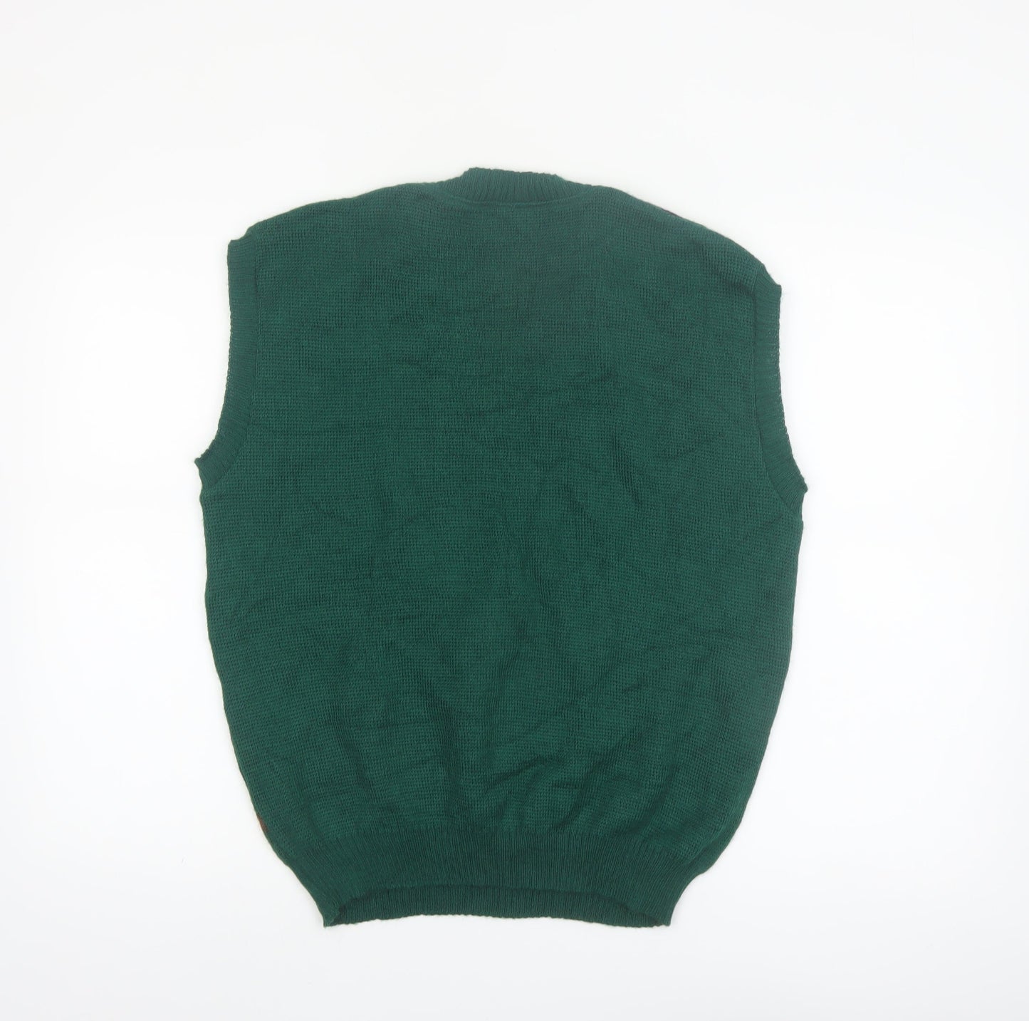 Steeve Men's Green Argyle Wool V-Neck Sleeveless Vest M