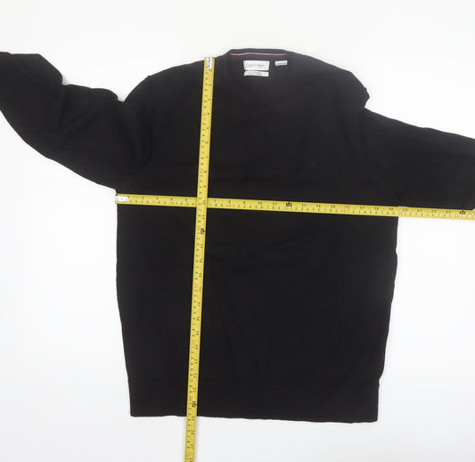 Calvin Klein Men’s Black Merino Wool Crew Neck Jumper Size L