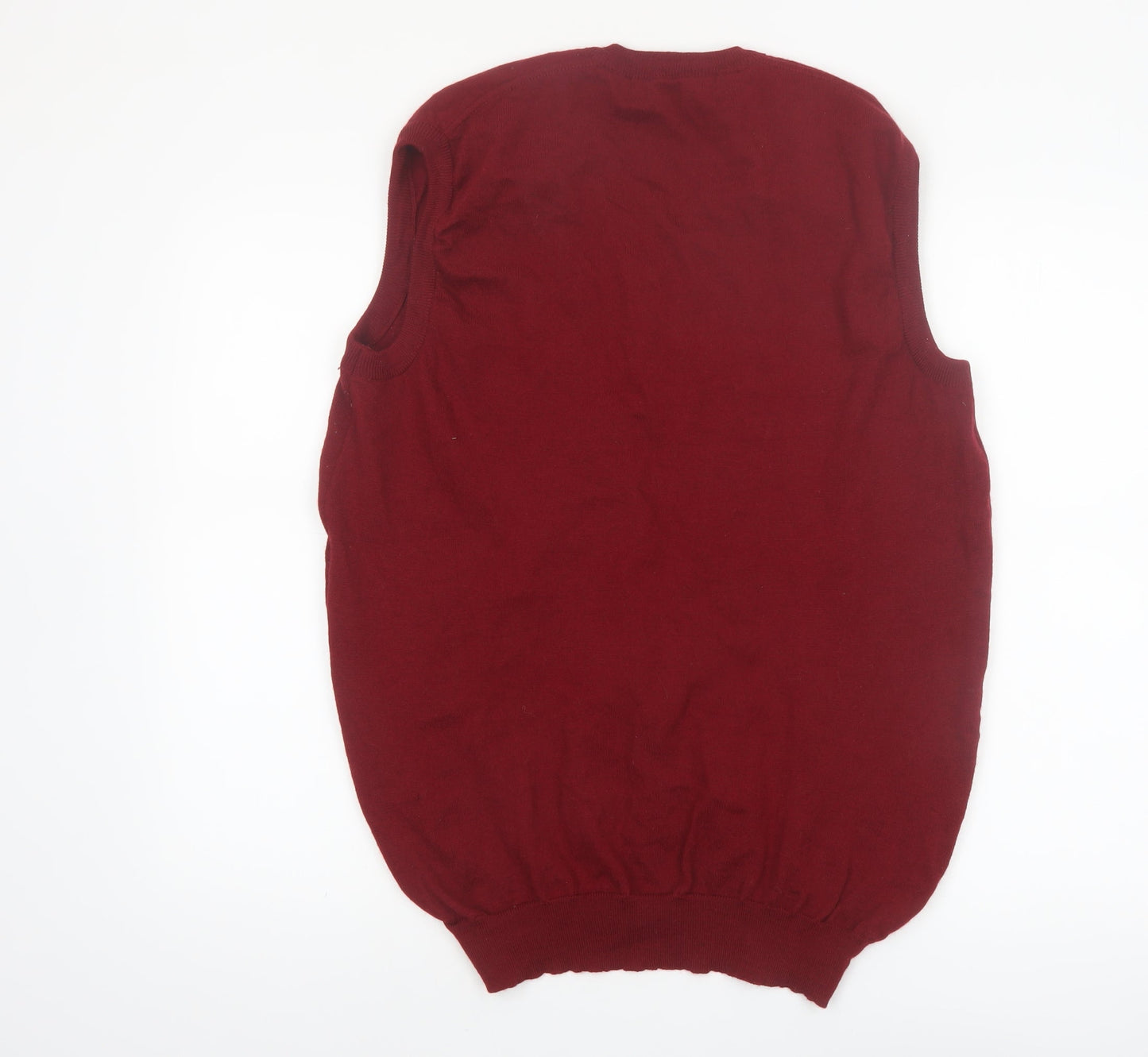 Companion Mens Red Wool V-Neck Sleeveless Vest Jumper L