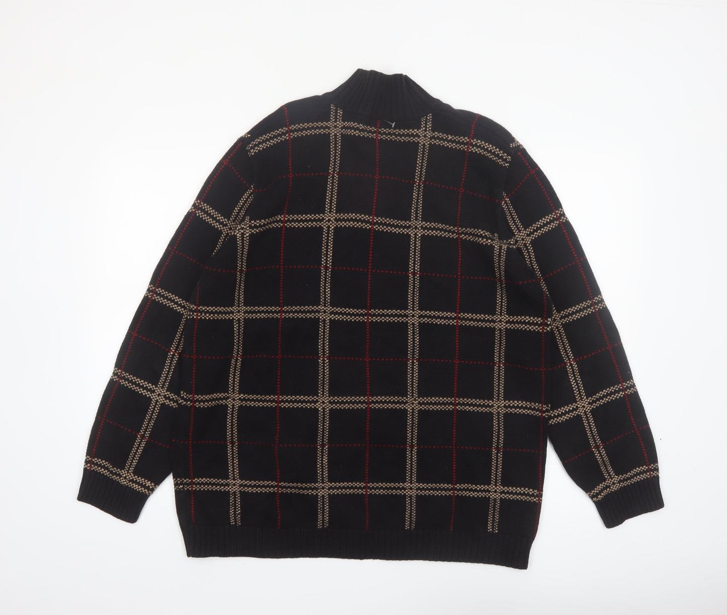 Ralph Lauren Men's Black Check Cotton 1/4 Zip Jumper XL