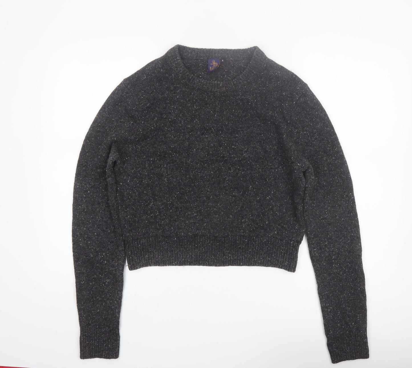 Beyond Retro Women's Grey Wool Blend Crew Neck Pullover Jumper Size S