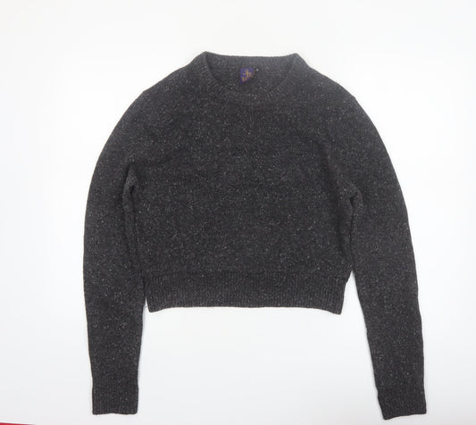 Beyond Retro Women's Grey Wool Blend Crew Neck Pullover Jumper Size S