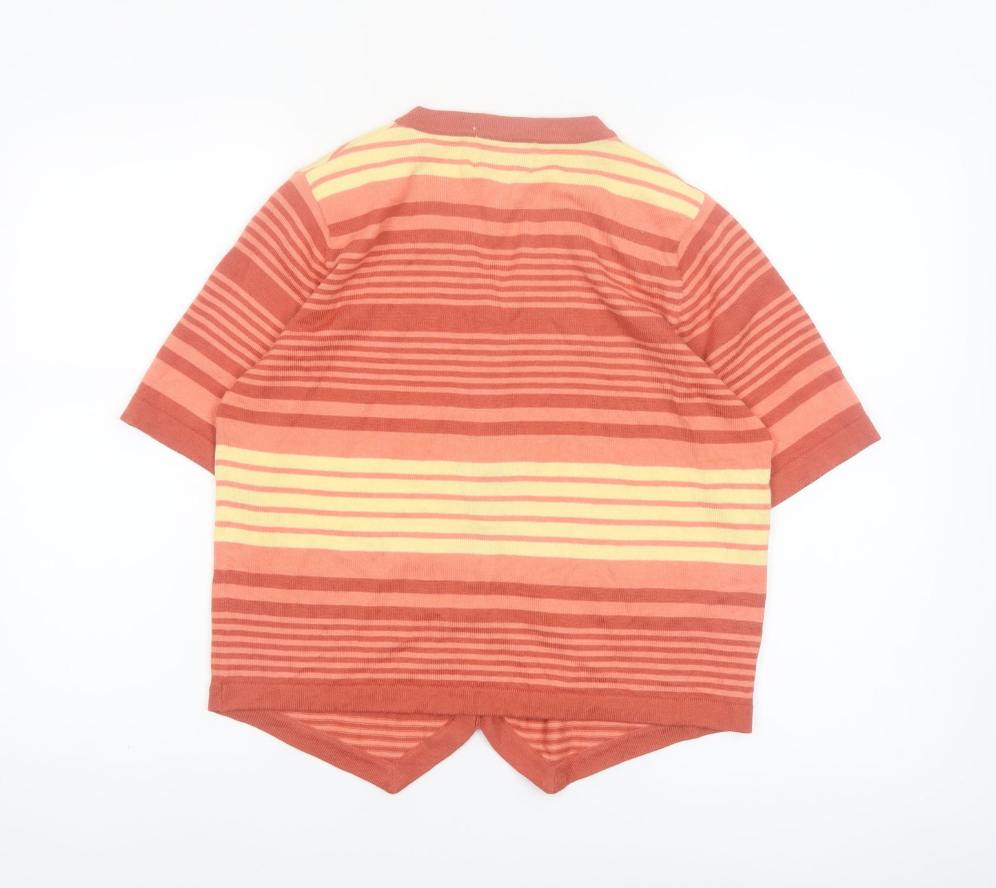 Christopher & Banks Women's Multicoloured Striped Cardigan M V-Neck Short Sleeve