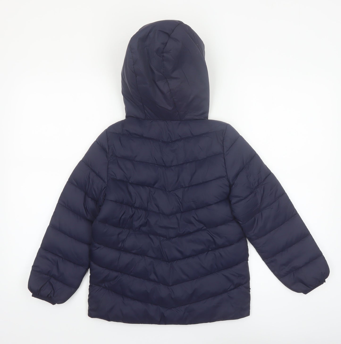 Marks and Spencer Boys Blue Puffer Jacket Hooded 7-8 Years Water Repellent