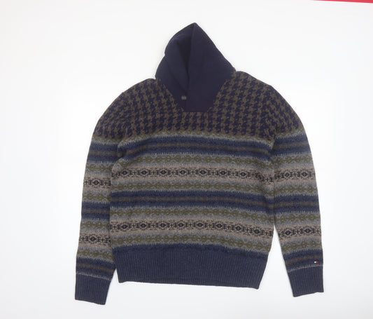 Tommy Hilfiger Men's Blue Fair Isle Wool Pullover Jumper M
