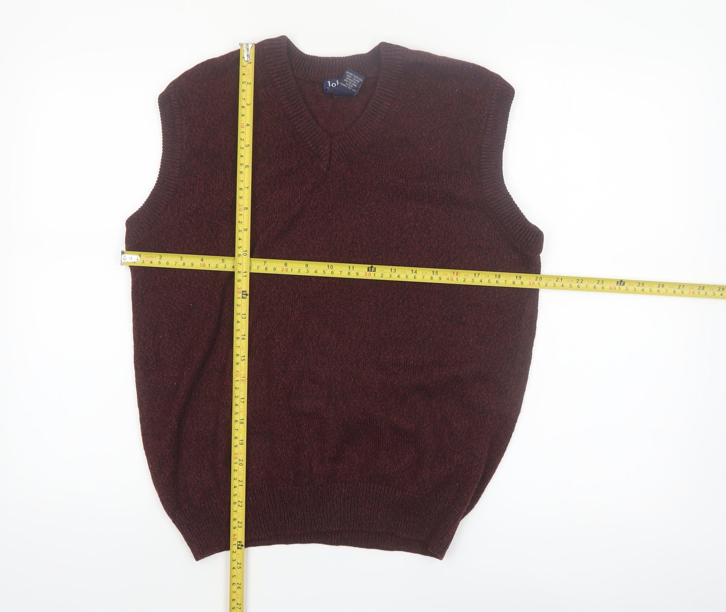 John Blair Men's Brown Sleeveless V-Neck Knit Vest Jumper Size S