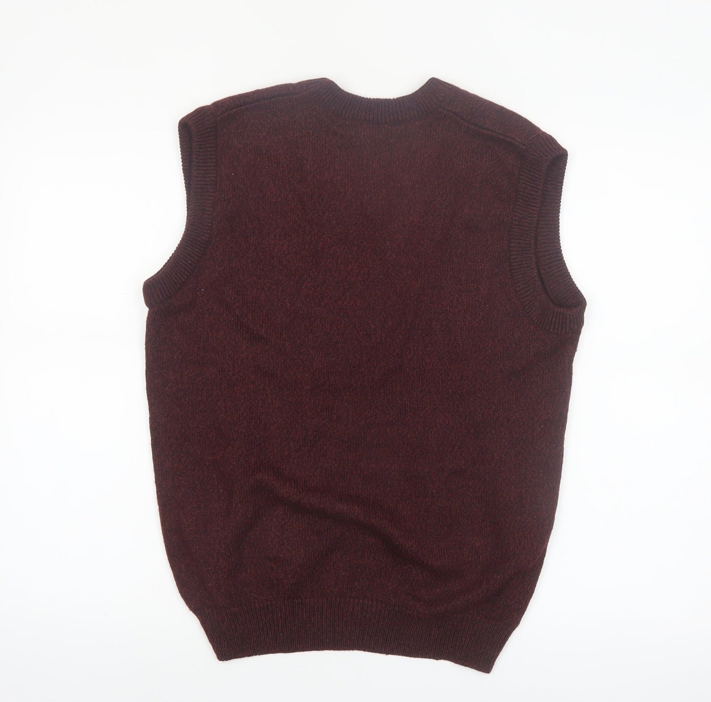John Blair Men's Brown Sleeveless V-Neck Knit Vest Jumper Size S