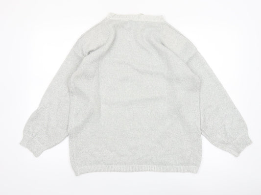 Shenanigans Women's Silver Metallic Knit Pullover Jumper Size S