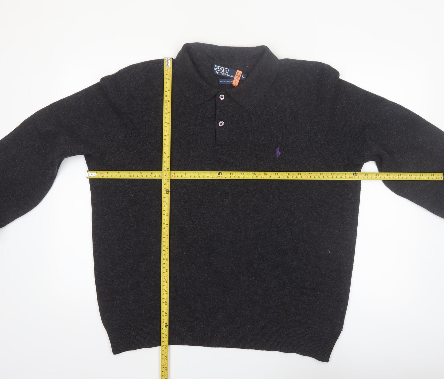Ralph Lauren Men's Black Wool Collared Pullover Jumper XL