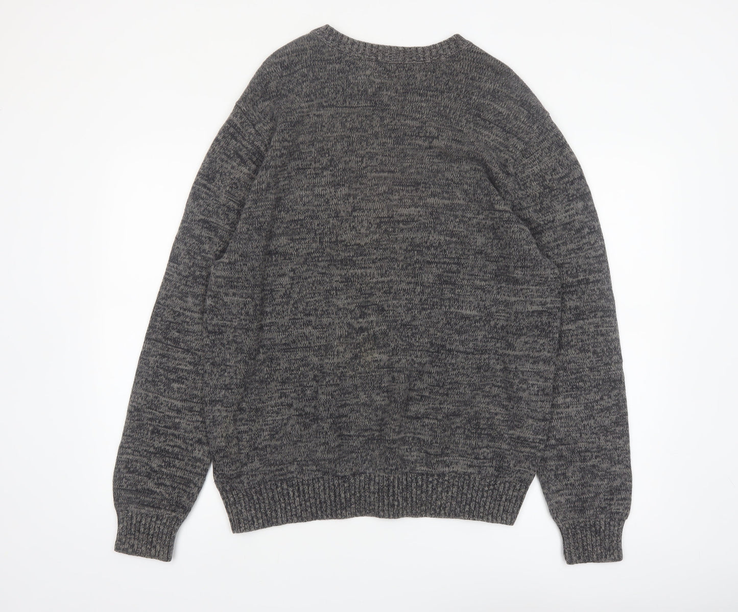 St. John's Bay Men's Grey Cotton V-Neck Pullover Jumper L