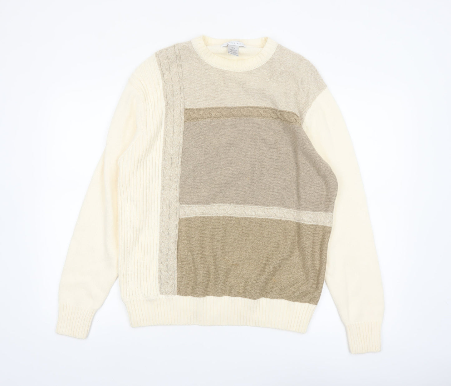 Geoffrey Beene Men's Beige Cotton Cable-Knit Pullover Jumper M