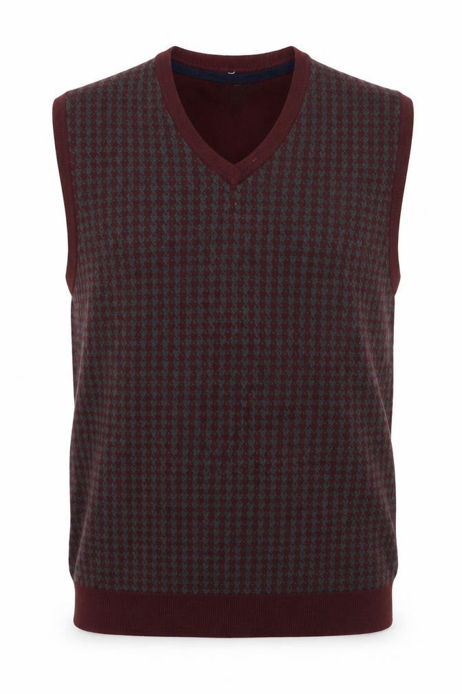 Club Room Men's Brown Houndstooth Wool Blend V-Neck Vest L