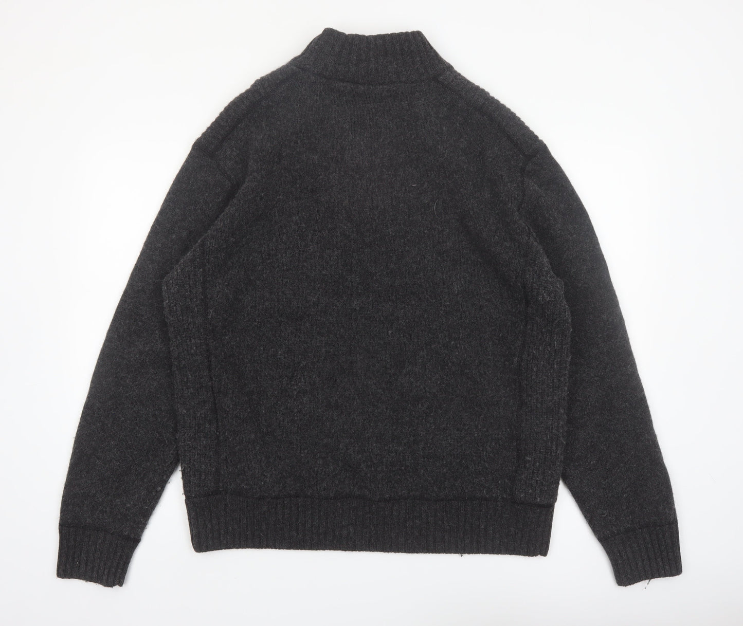 Next Men’s Grey Lambswool Henley Jumper XL Mock Neck