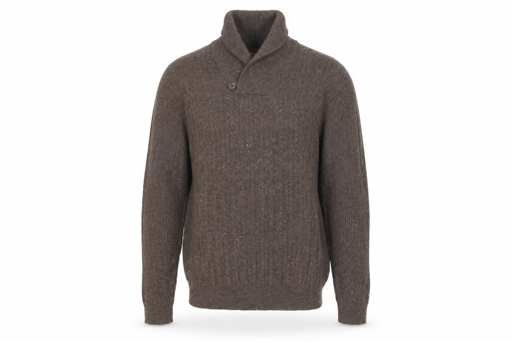 Joseph Abboud Men Brown Wool Blend Collared Pullover Jumper M
