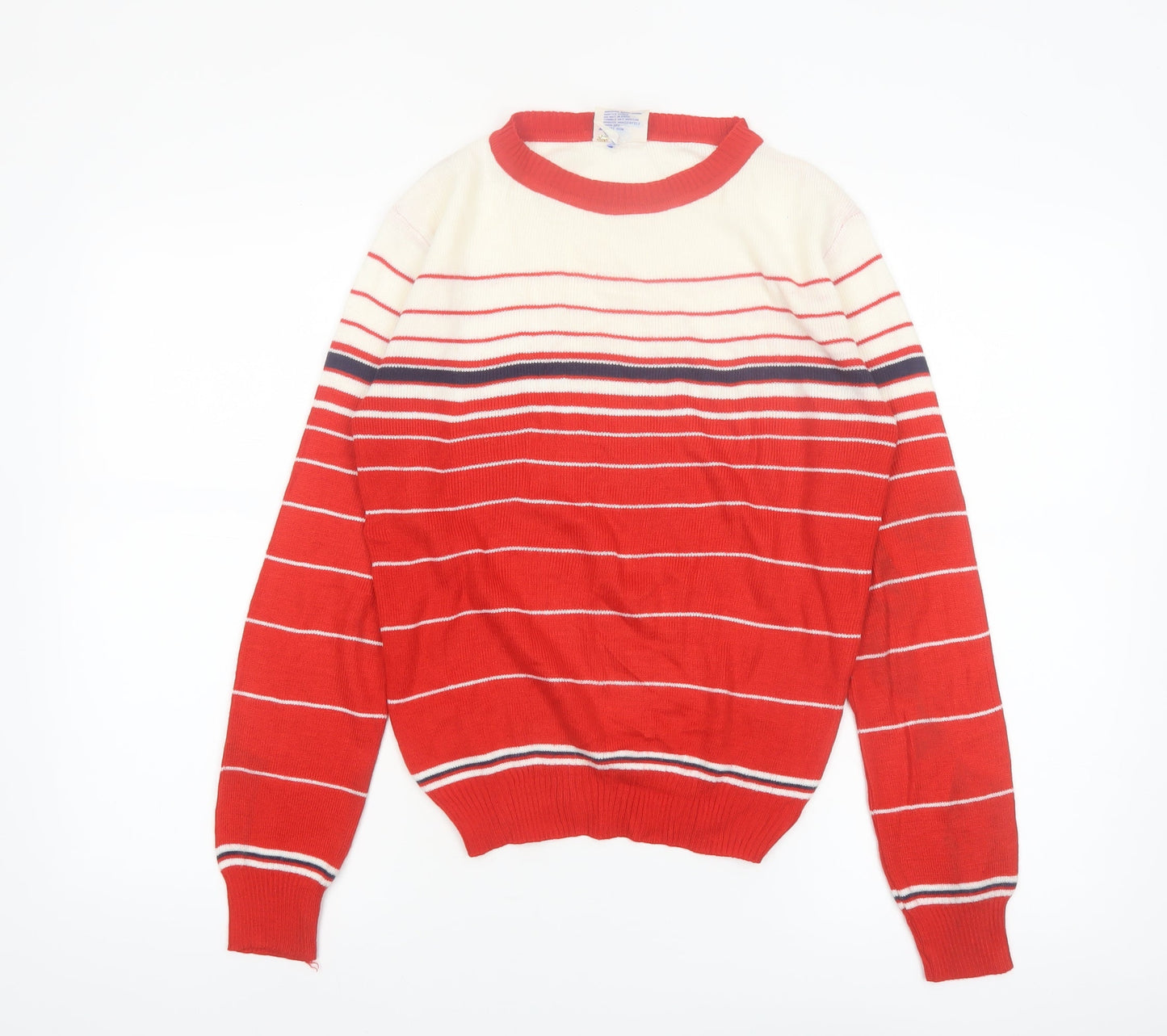 Majestic International Womens Red Striped Crew Neck Pullover Jumper M