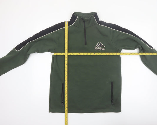 Kappa Boys Green 1/4 Zip Sweatshirt 14-15 Years Logo Sports Top