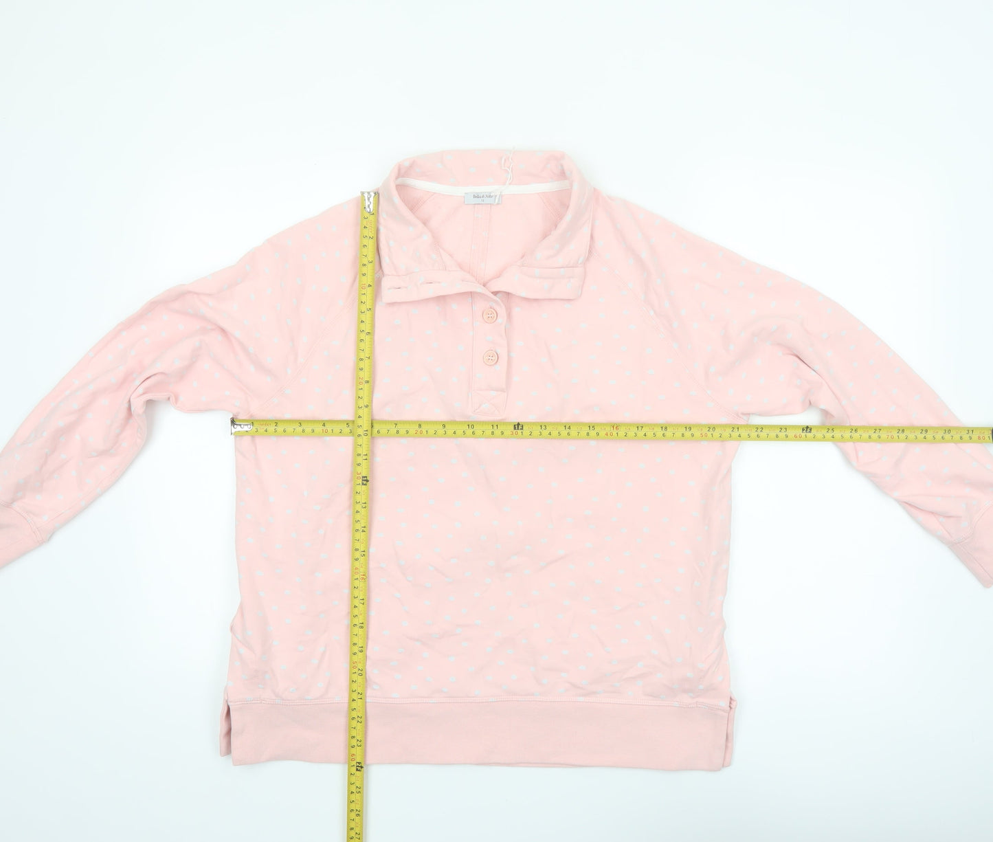 Bella di Notte Womens Pink Polka Dot Henley Sweatshirt Size 12