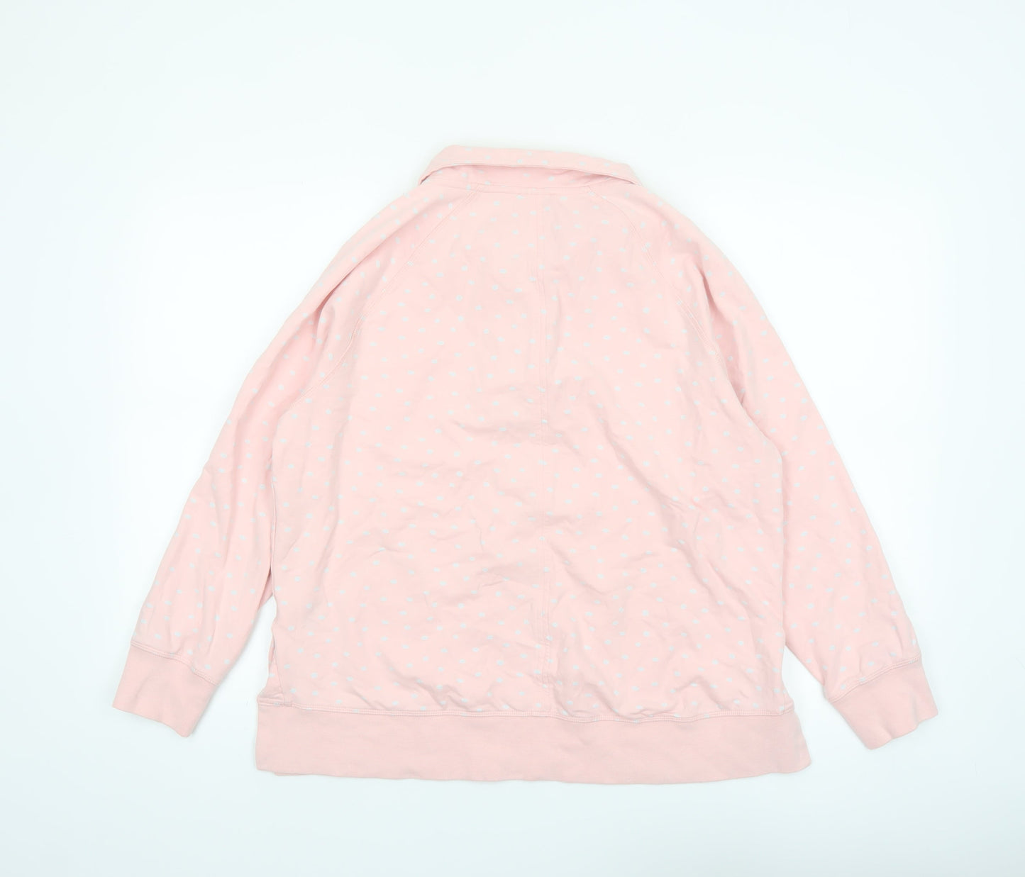 Bella di Notte Womens Pink Polka Dot Henley Sweatshirt Size 12