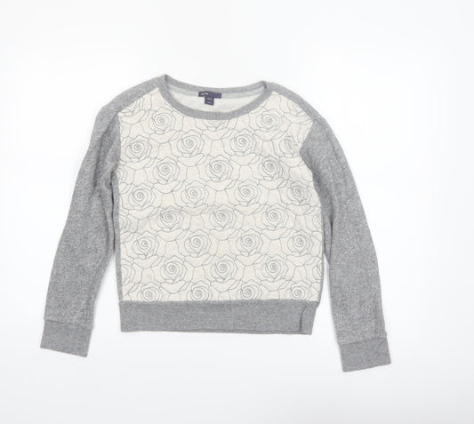GAP Kids Girls Grey Floral Pullover Sweatshirt 10-11 Years