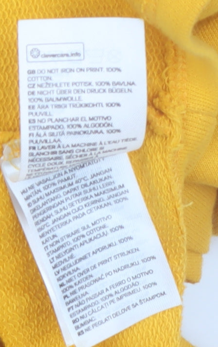 H&M Divided Women's Yellow USA Cropped Hoodie XS Cotton