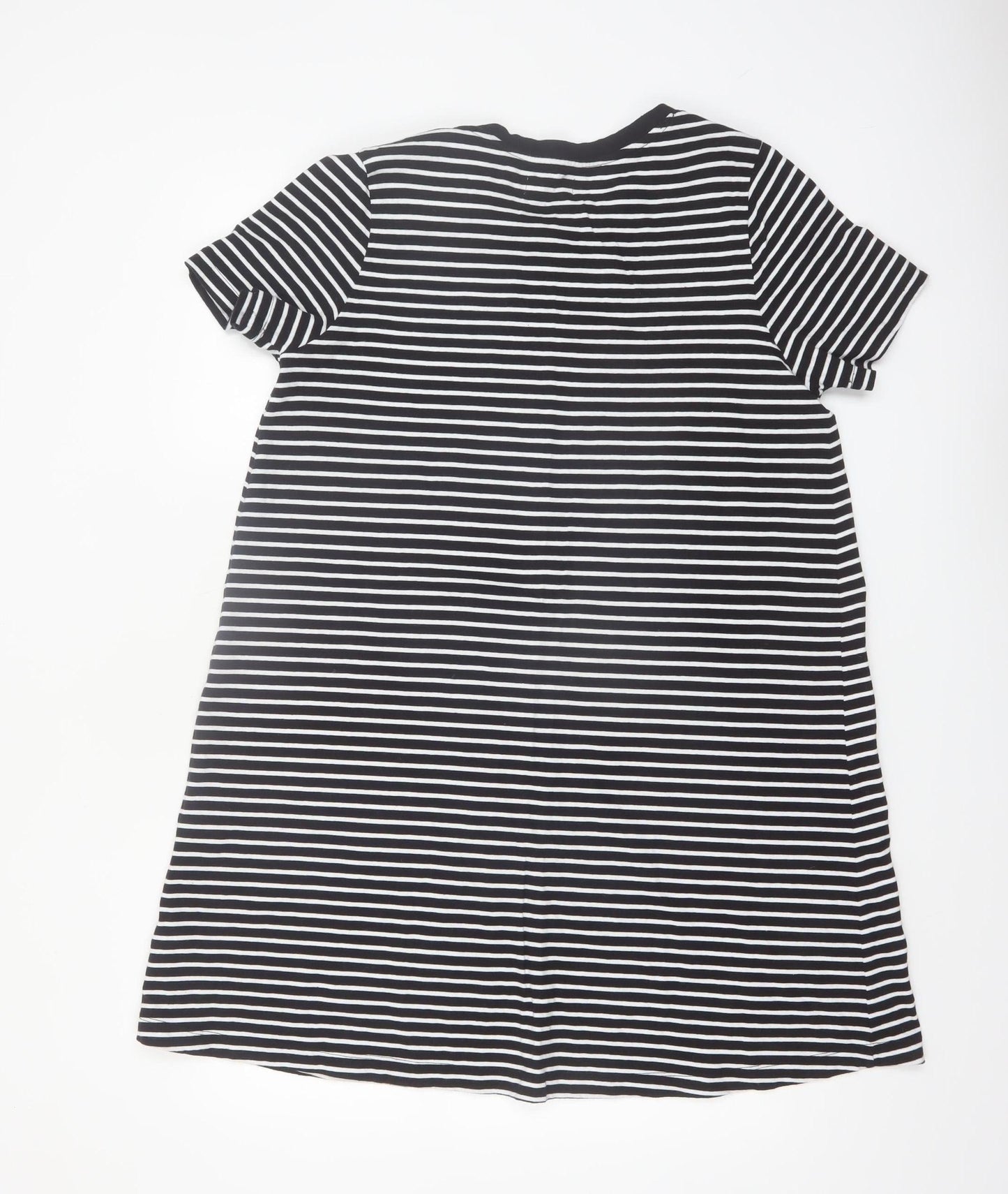 Papaya Womens Black White Stripe Cotton T-Shirt Dress Size 14