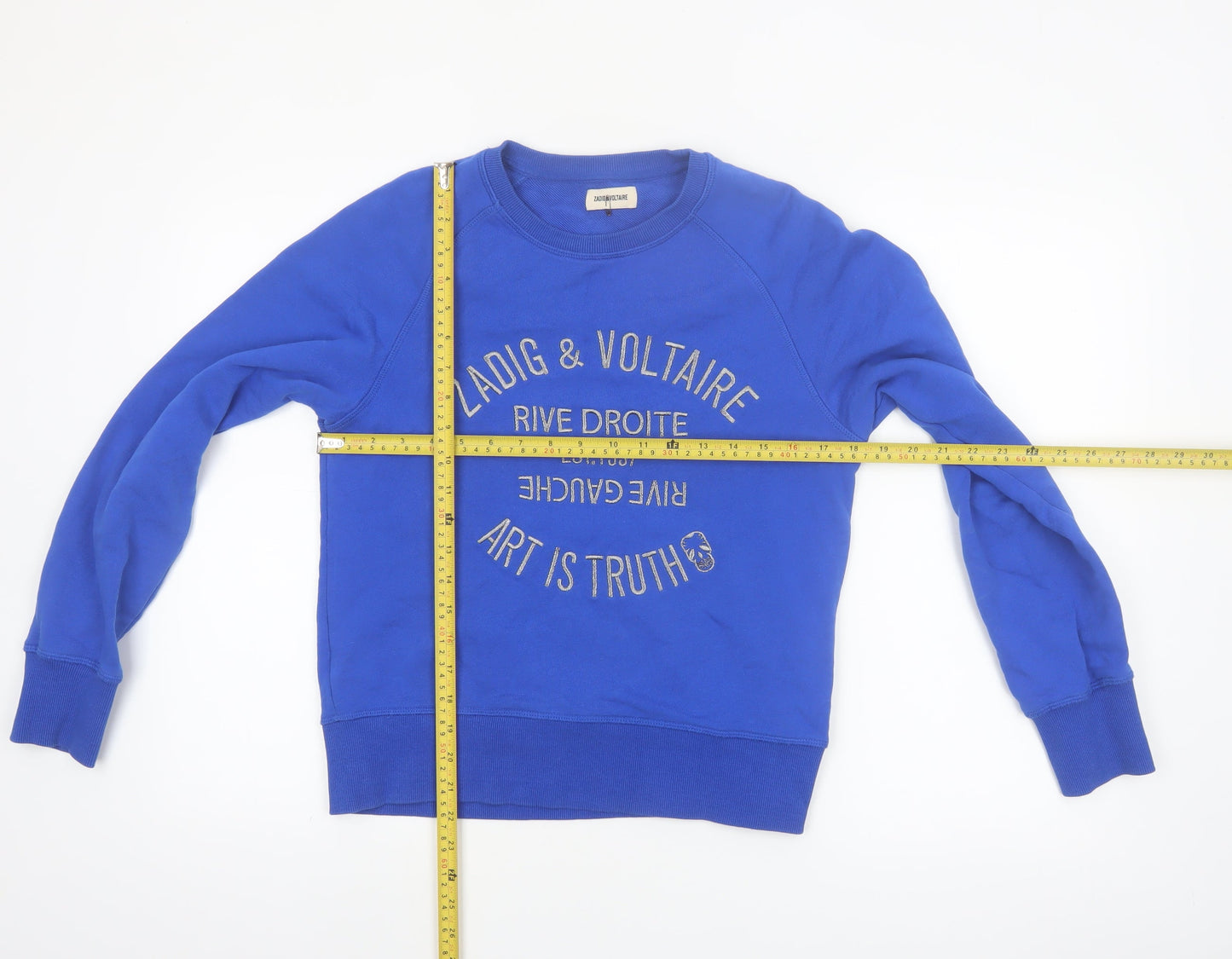 Zadig & Voltaire Women's Blue Small Cotton Pullover Sweatshirt