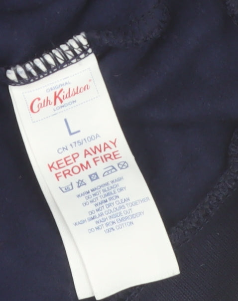 Cath Kidston Women's Navy Blue Pullover Sweatshirt L Twinkle Embroidered Cotton