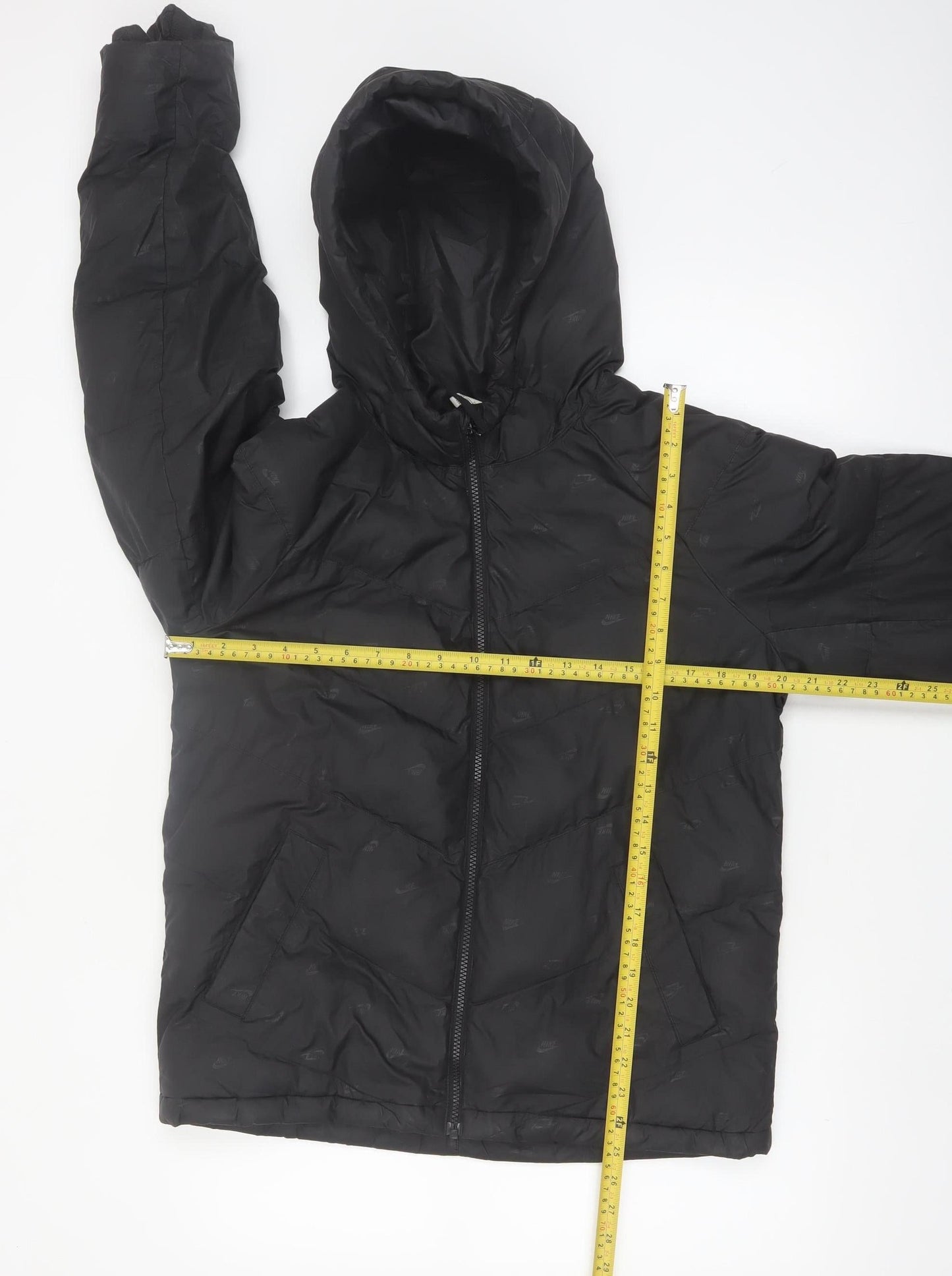 Nike Boys Black XL Hooded Puffer Jacket Winter Lined Zip Coat