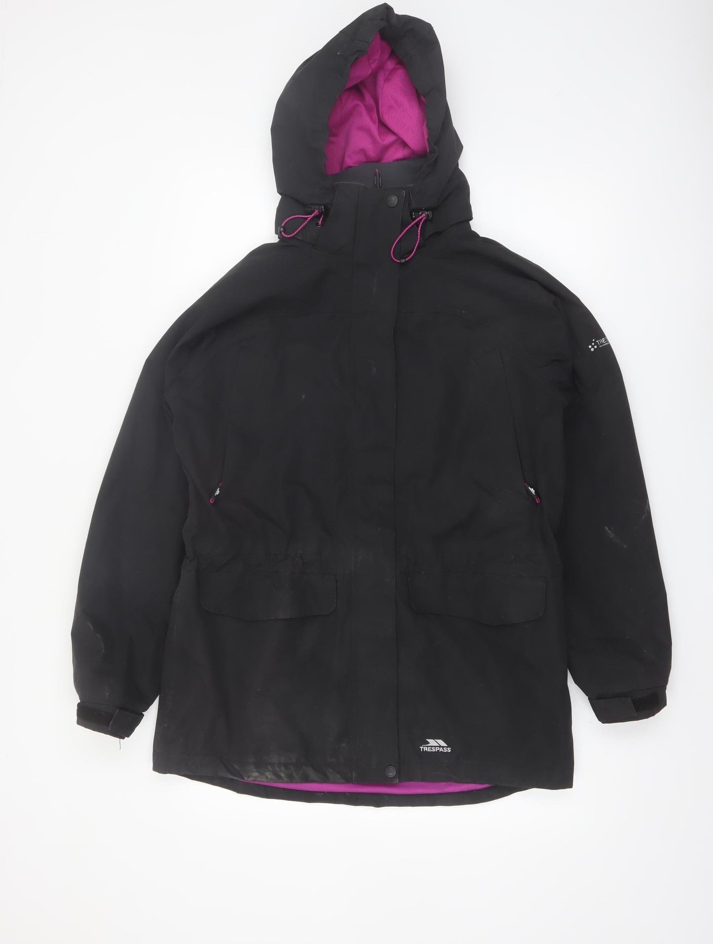 Trespass Women’s Black Waterproof Parka Jacket Size 12 Hooded Outdoor