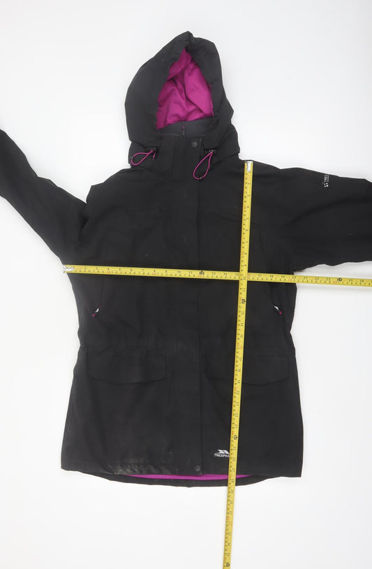 Trespass Women’s Black Waterproof Parka Jacket Size 12 Hooded Outdoor