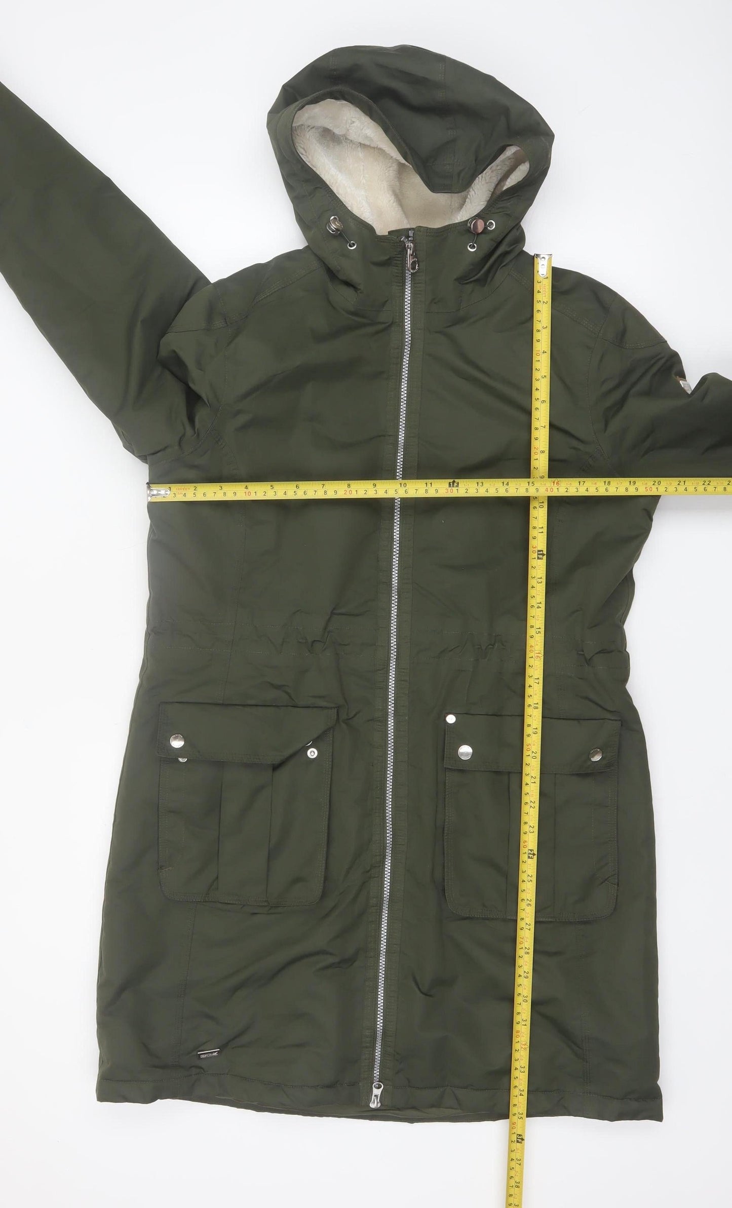 Regatta Women's Green Hooded Parka Coat Size 14 Lined Winter Jacket