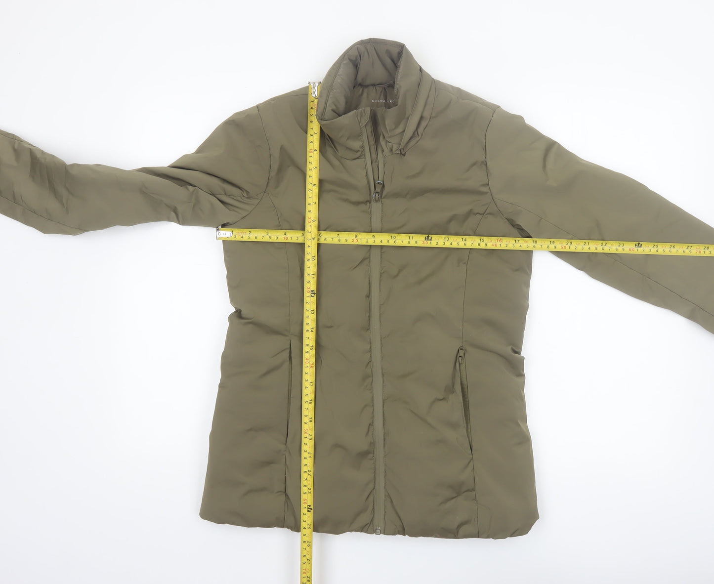 Oysho Women’s Green Puffer Jacket Size 8 Lightweight Full Zip