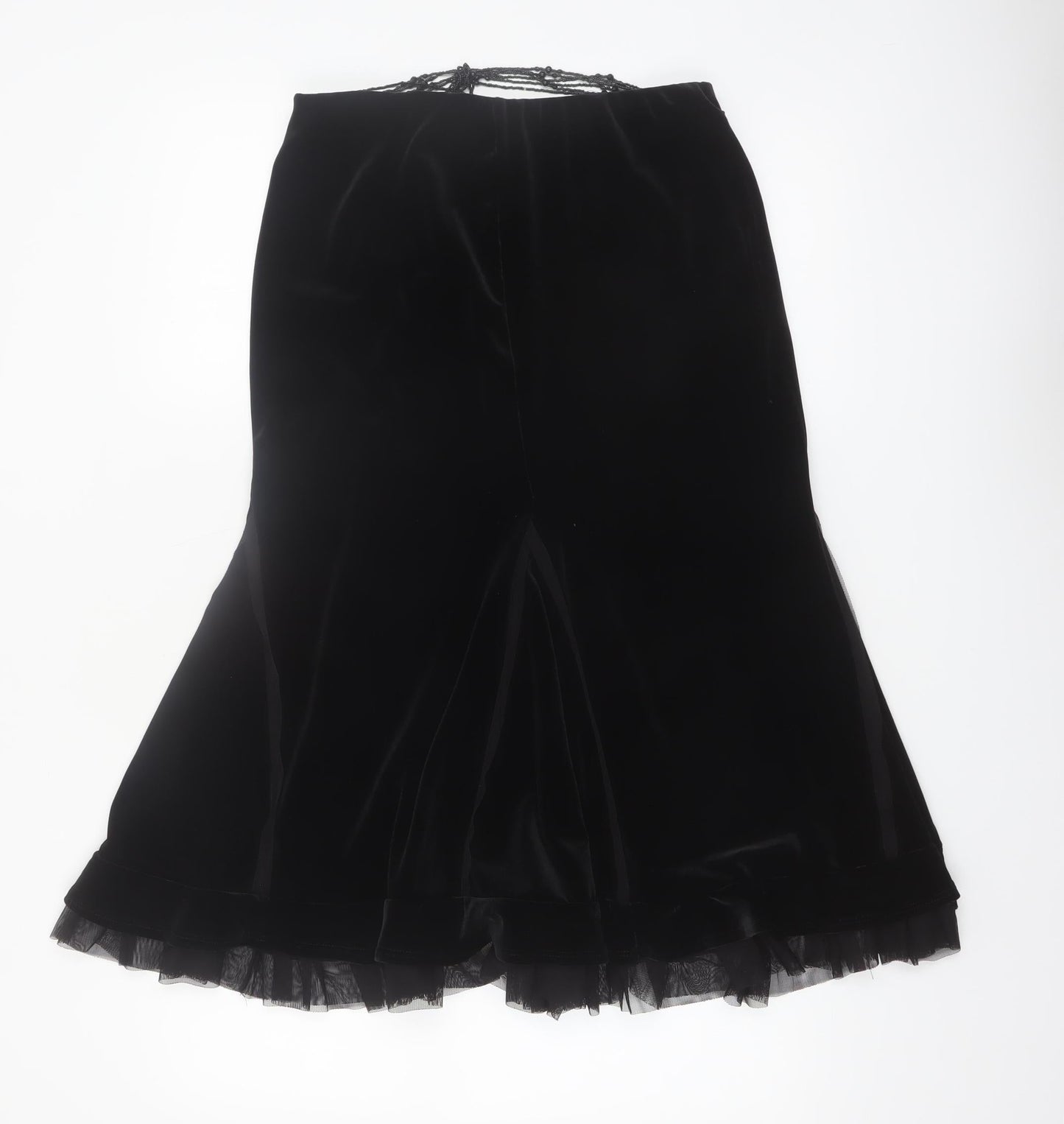 Principles Women’s Black Velvet Beaded Flare Midi Skirt Size 10