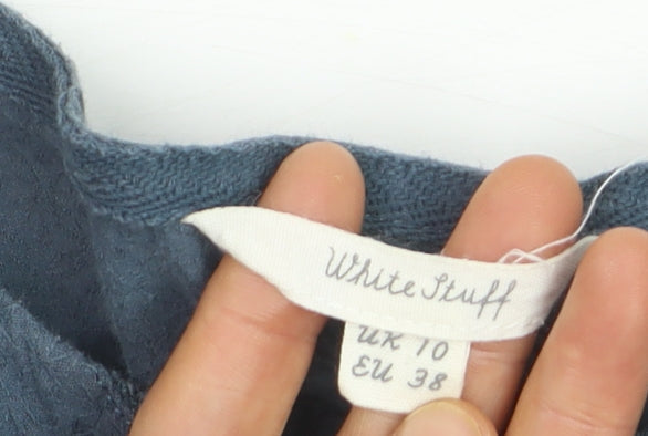 White Stuff Women's Blue Cotton Short Sleeve T-Shirt Size 10