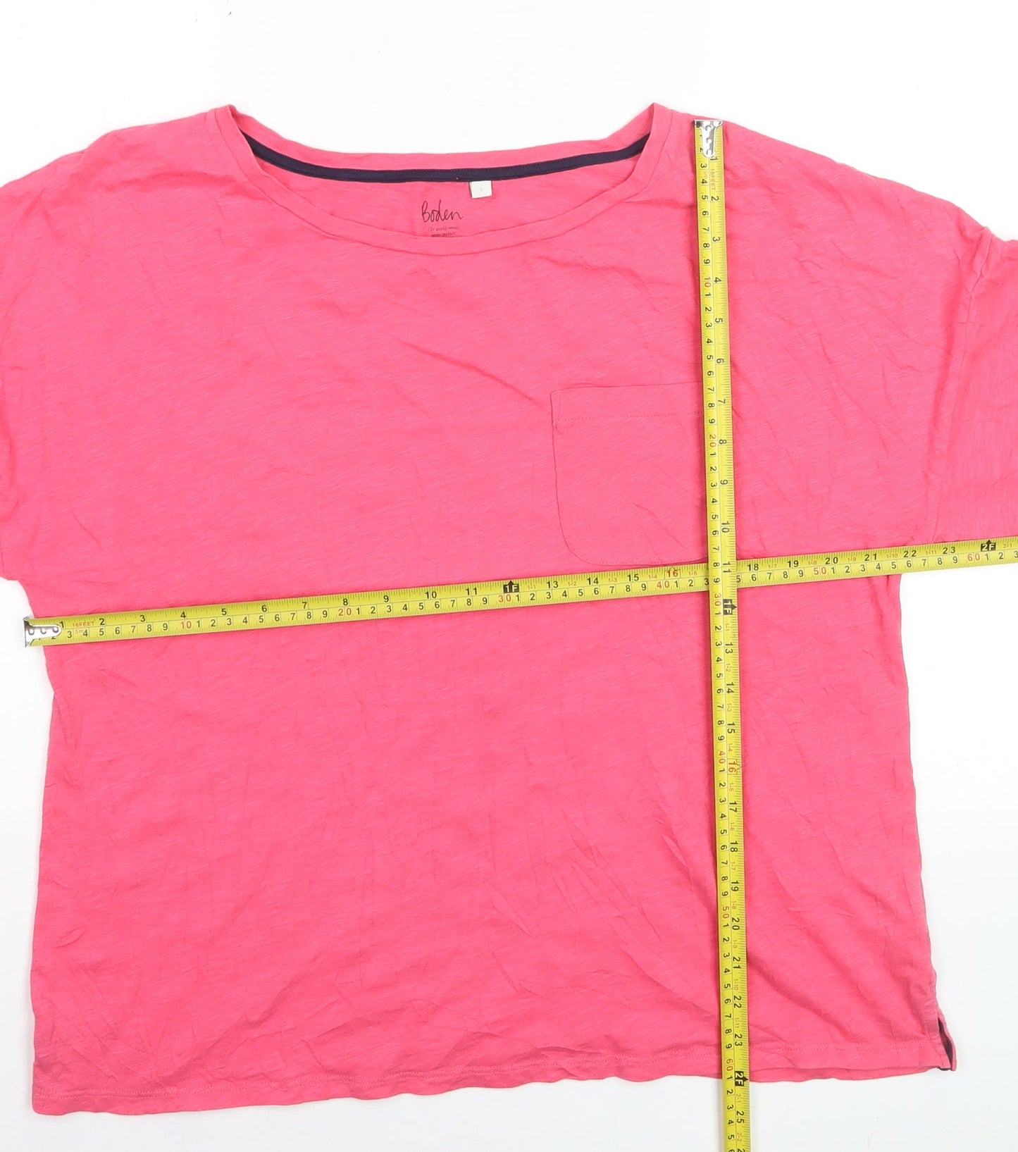 Boden Womens Pink L Basic Cotton 3/4 Sleeve Relaxed Fit T-Shirt