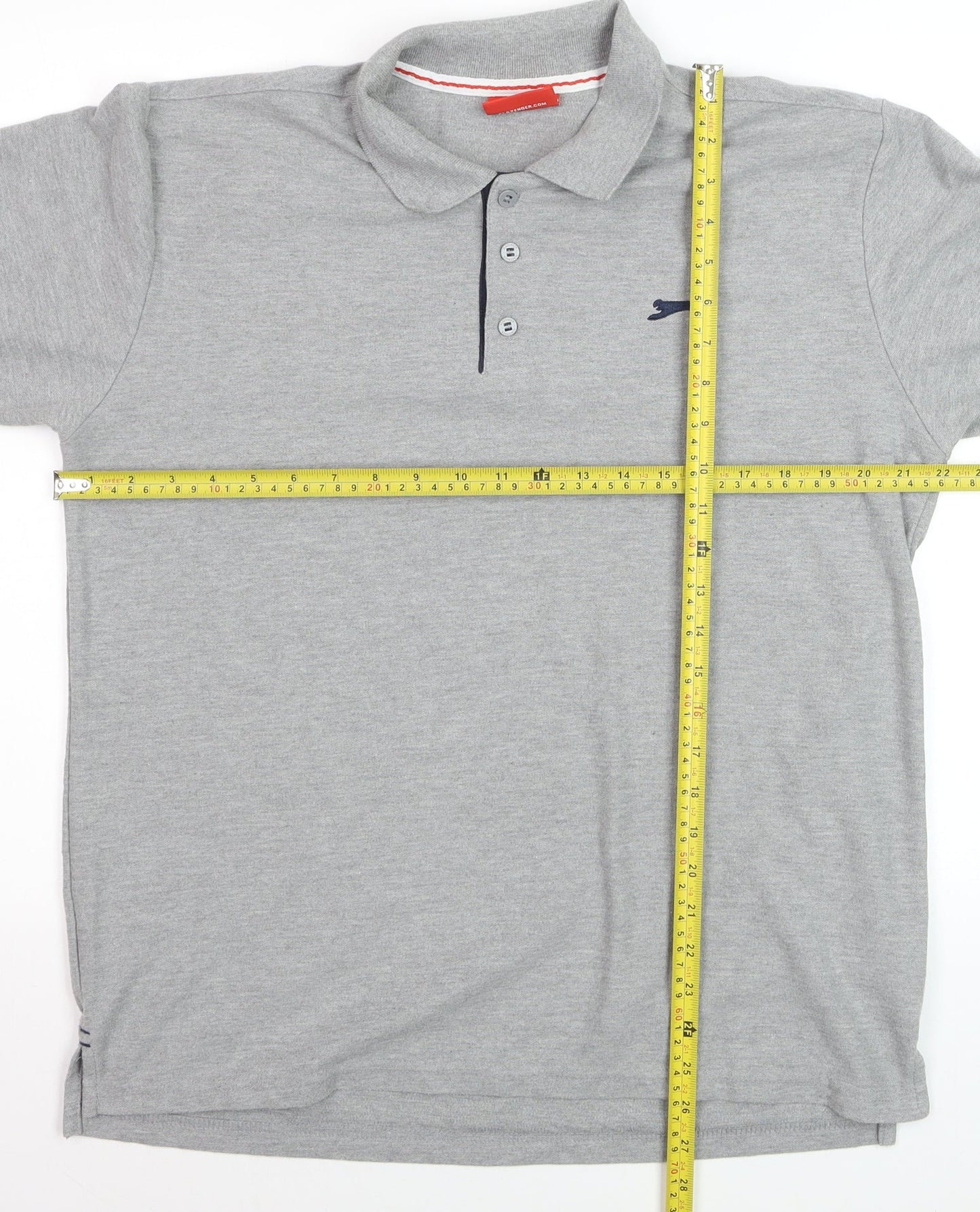 Slazenger Men's Grey Regular Fit Short Sleeve Polo Shirt L