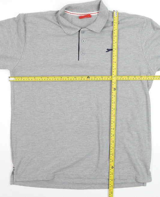 Slazenger Men's Grey Regular Fit Short Sleeve Polo Shirt L