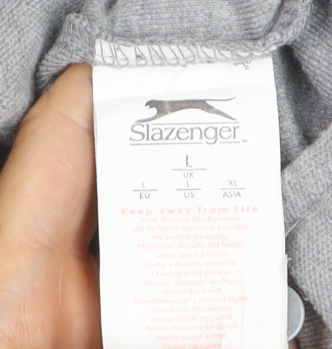 Slazenger Men's Grey Regular Fit Short Sleeve Polo Shirt L