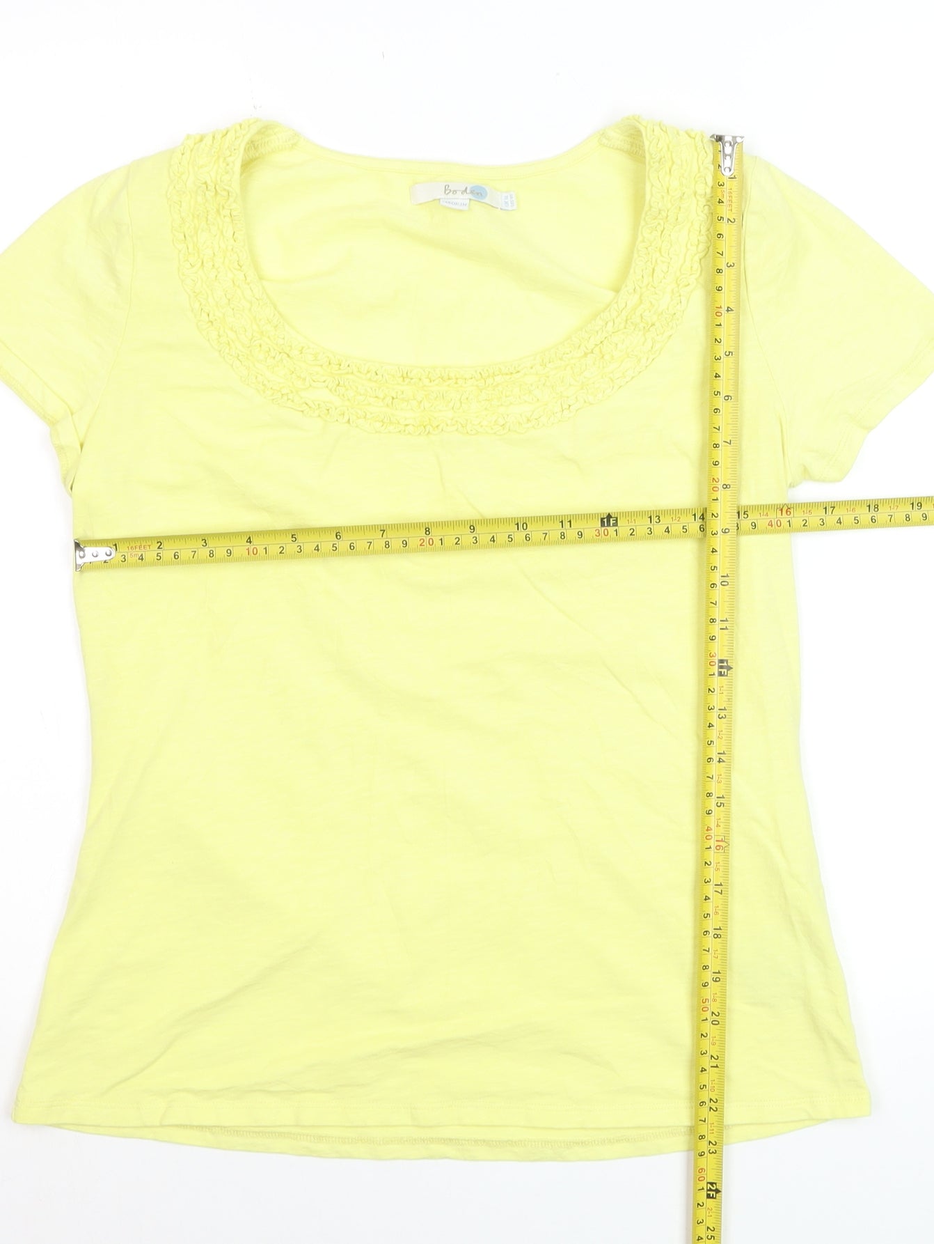 Boden Women's Yellow Scoop Neck Short Sleeve Cotton T-Shirt Size 14