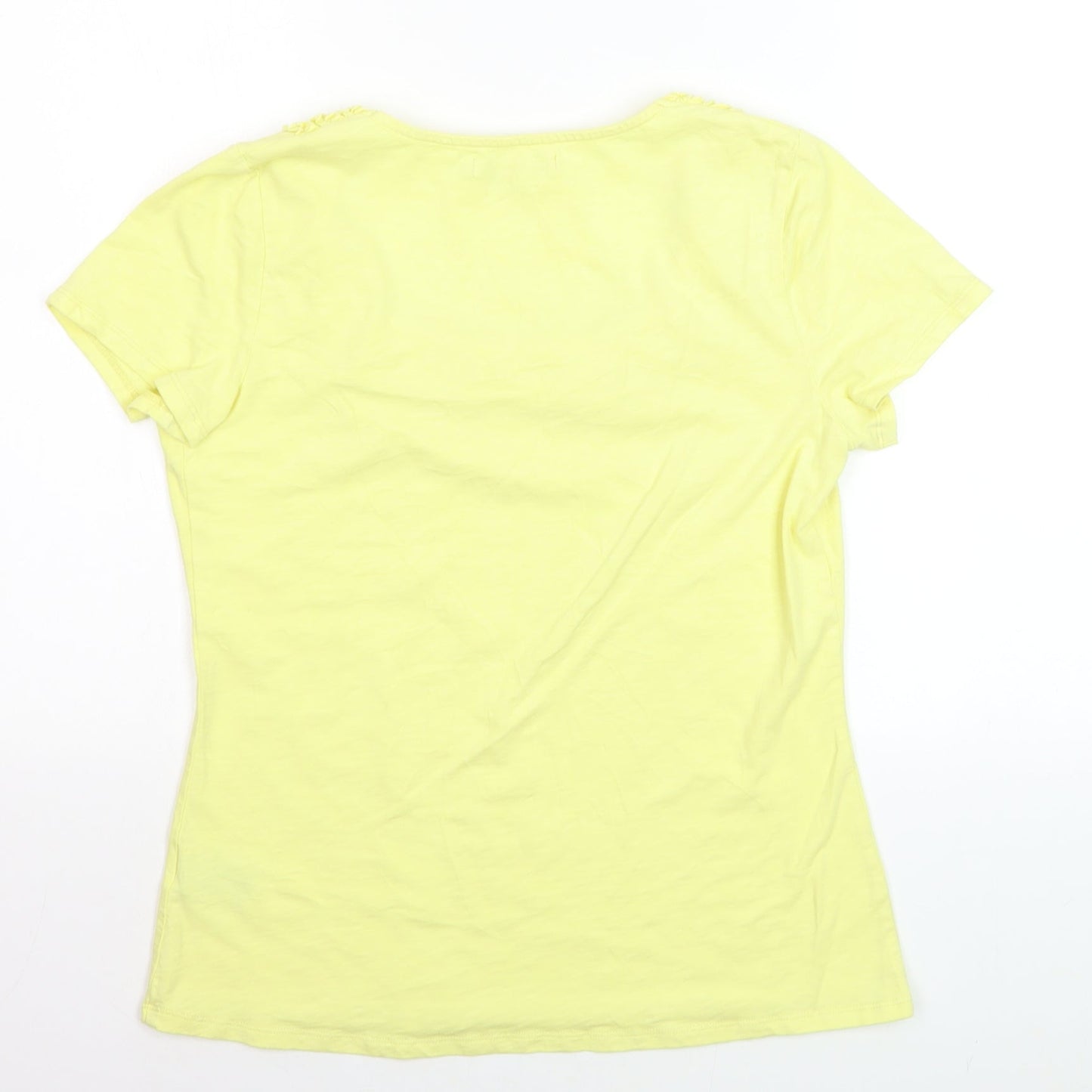 Boden Women's Yellow Scoop Neck Short Sleeve Cotton T-Shirt Size 14