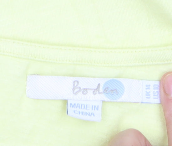 Boden Women's Yellow Scoop Neck Short Sleeve Cotton T-Shirt Size 14