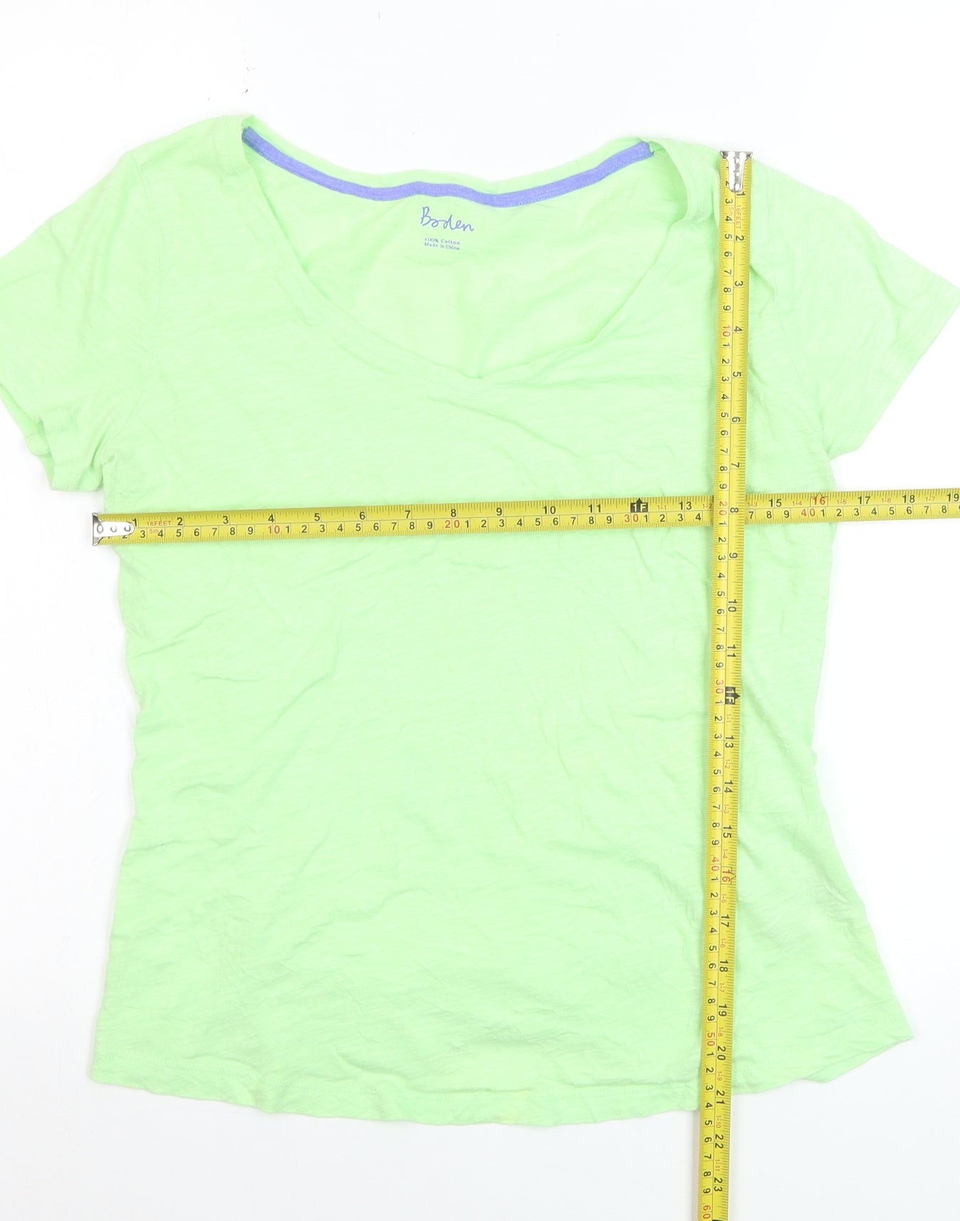 Boden Women's Green Cotton V-Neck T-Shirt Size 12