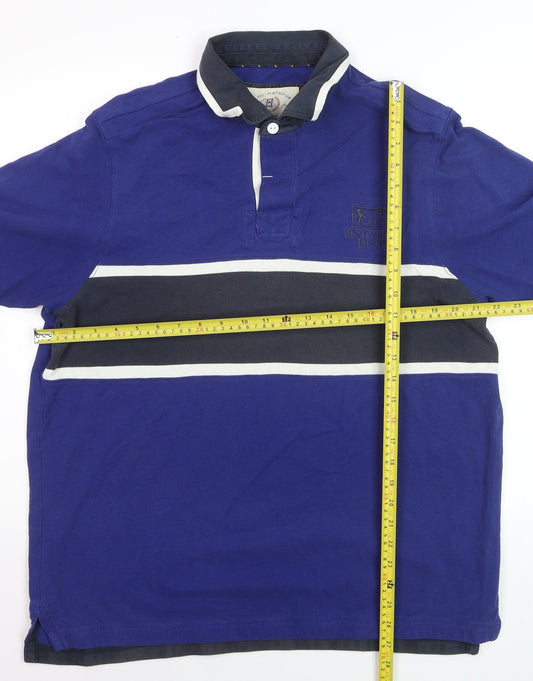 Marks and Spencer Men's Blue Rugby Polo Shirt Large Cotton